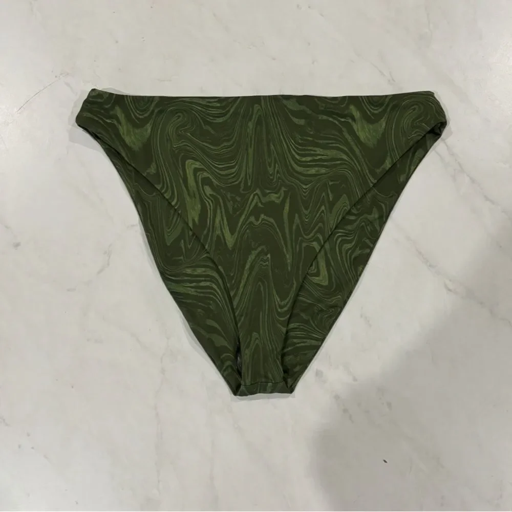 Good American Good Waist Cheeky Bikini Bottoms Pesto Swirl Green 5 XXL 2XL NEW